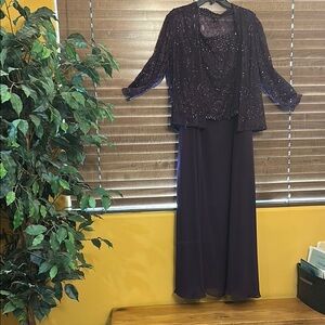 Elegant Plum Evening Gown with Jacket